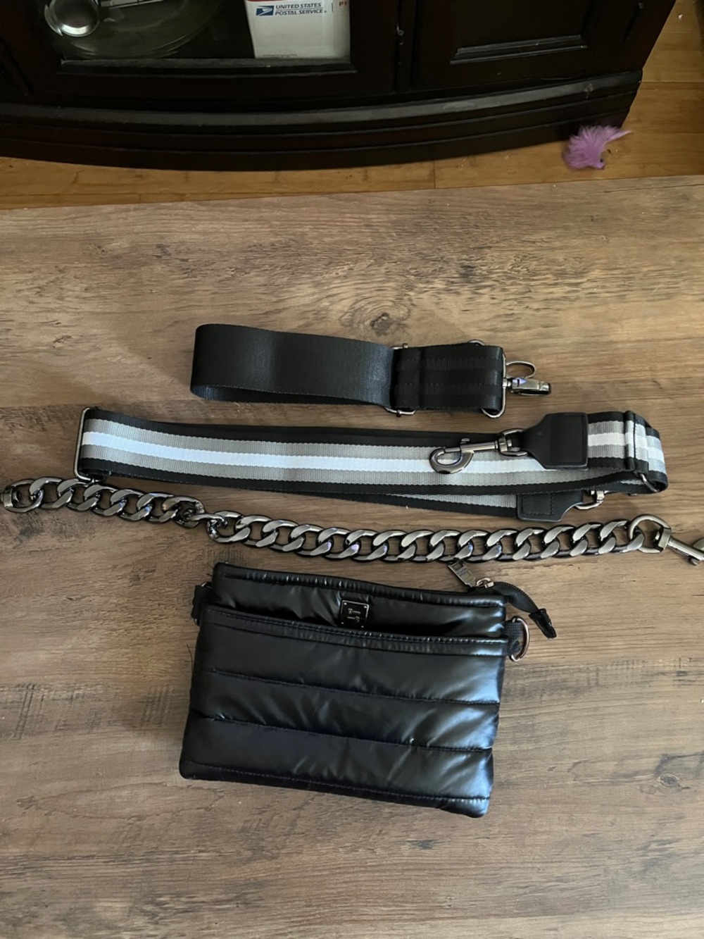 THINK ROYLN Black Quilted Crossbody Bag with Detachable Straps